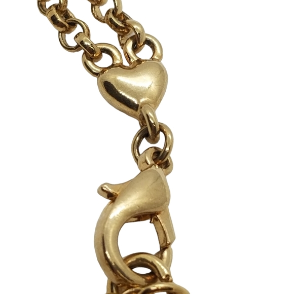 VANNA WHITE VINTAGE GOLDTONE DOUBLE CHAIN NECKLACE WITH RHINESTONE HEART DETAIL - Picture 5 of 6
